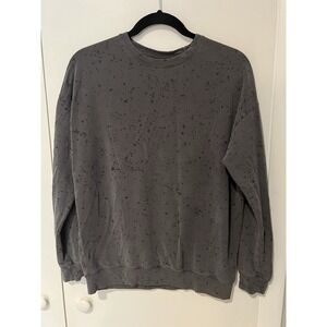 Athleta Studio to Street Print Splatter Sweatshirt Charcoal XS Gray And Black